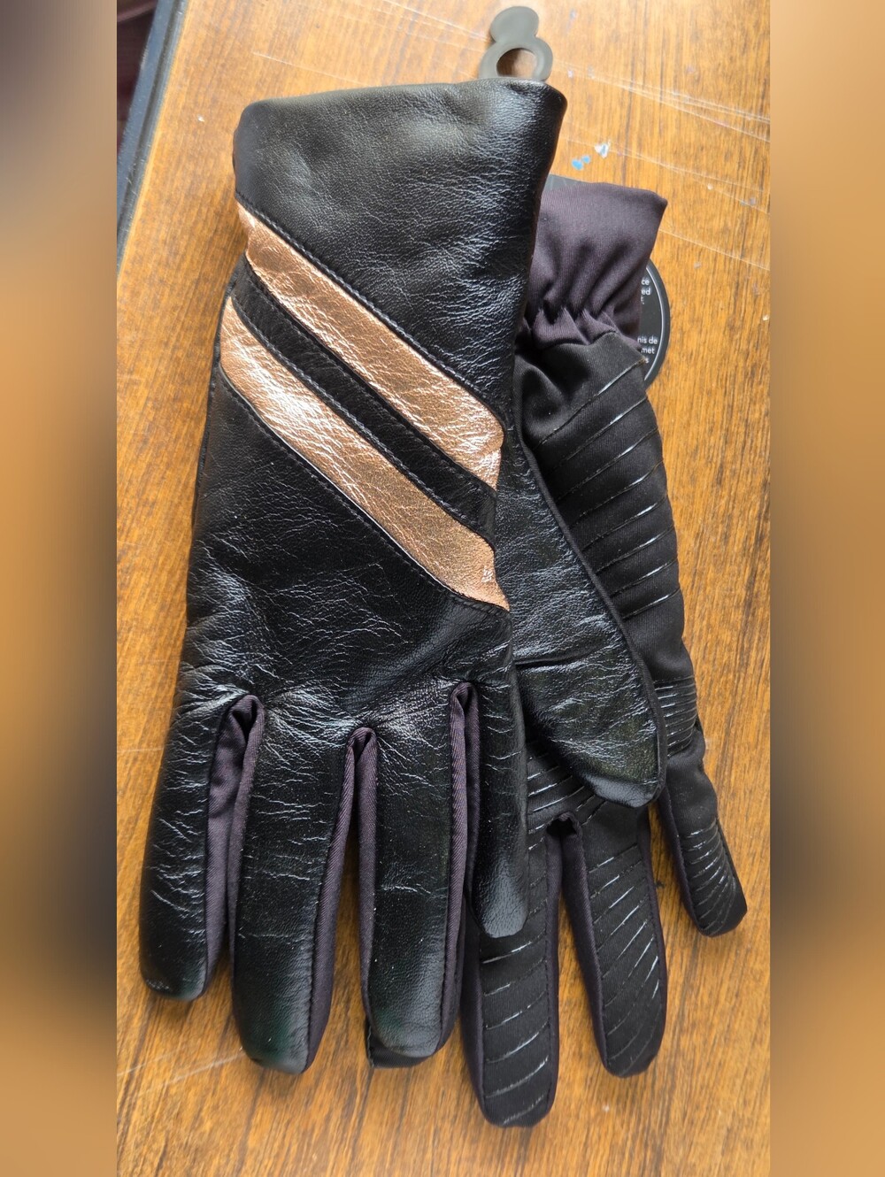 Leather Gloves with Metallic Bronze Accent Small